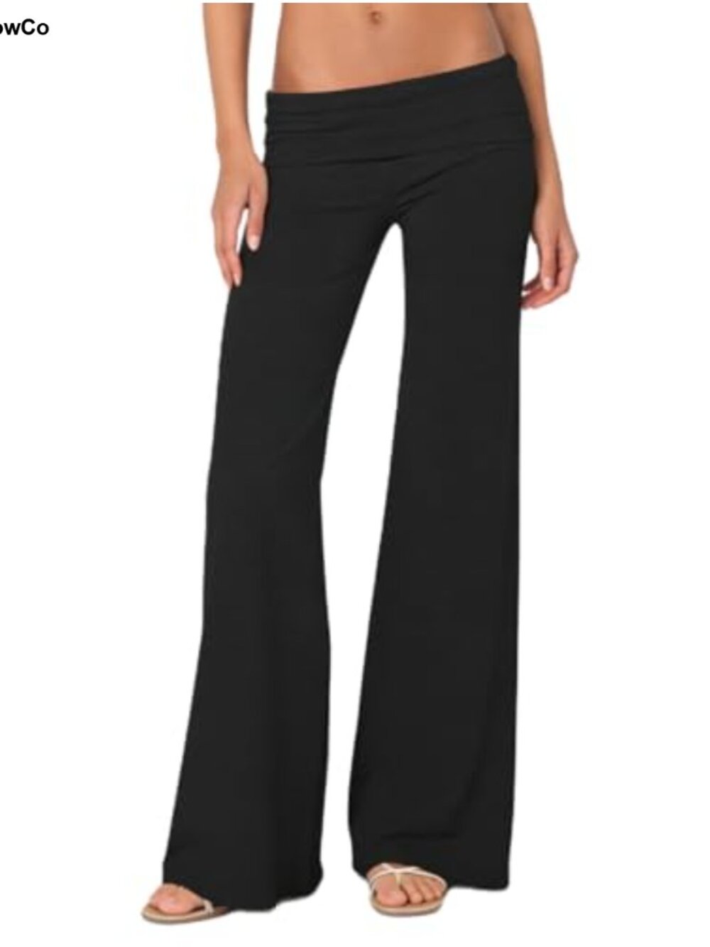 Fold Over Yoga Pants Women Wide Leg Bell Bottoms
